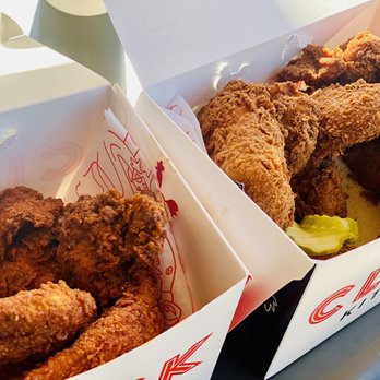 Cluck Kitchen - Left Kentucky style wings medium heat Right Classic wings - Chicken Shop Near Me - Redlands, California