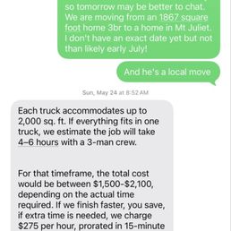 An example of what the owner is saying we weren't told lol this is the conversation with Ben so yes we were actually SEVERELY under quoted. An example of what the owner is saying we weren't told lol this is the conversation with Ben so yes we were actually SEVERELY under quoted.