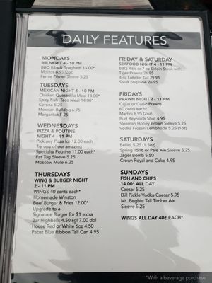Menu photo 1 Sir Winston's Pub Vernon, BC