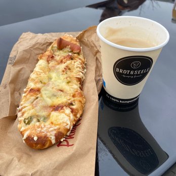 Kaufland - Coffee and some weird pastrie with wieners, green peppers and cheese - Grocery Near Me - Frankfurt, HE Kaufland - Coffee and some weird pastrie with wieners, green peppers and cheese - Grocery Near Me - Frankfurt, HE