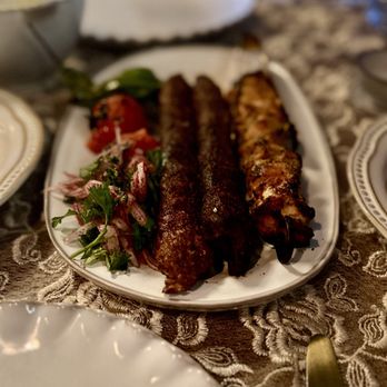 Roya - Koobideh and Jujeh kabob Organic chicken thigh, saffron, onion, olive oil, lime - Middle Eastern Near Me - Austin, Texas