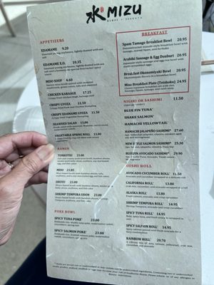 Menu photo 1 Mizu Denver, CO