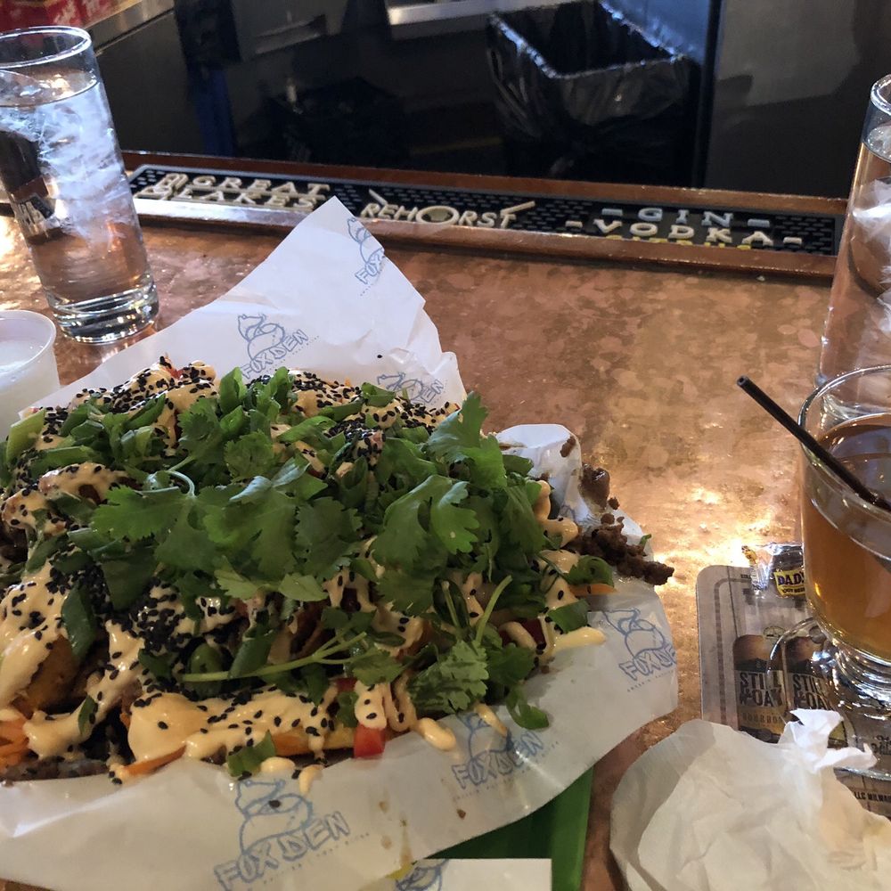 Fox Den - Nachos & root beer member drink of the month! I airways walk the long way back to my seat at the bar(Great Lakes Distillery). - Burgers Near Me - Milwaukee, Wisconsin Fox Den - Nachos & root beer member drink of the month! I airways walk the long way back to my seat at the bar(Great Lakes Distillery). - Burgers Near Me - Milwaukee, Wisconsin