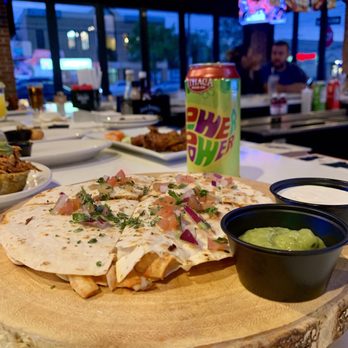 HK Kitchen & Draft House - Quesadilla Chicken and Flower Power IPA - Bars Near Me - Bronx, New York