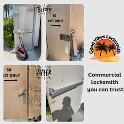 Good Vibes Locksmith - commercial door before and after