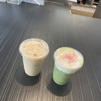 Capital One Café - Strawberry foam matcha latte and honey lavender latte - Coffee & Tea Near Me - Los Angeles, California