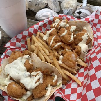 The Shark Shack - Fish Tacos with creamy lime cilantro sauce - Seafood Near Me - Atlantic Beach, North Carolina The Shark Shack - Fish Tacos with creamy lime cilantro sauce - Seafood Near Me - Atlantic Beach, North Carolina