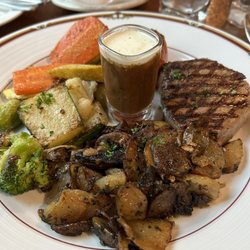 Bistro 42 - Petite Filet Mignon with au jus and veggies with potatoes
