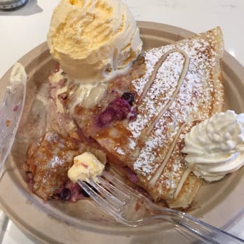 Crepe Crazy - Blueberry & Peach crepe with Vanilla Ice Cream...yum - Creperies Near Me - Austin, Texas