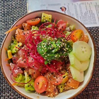 Sushi 101 - Poke Salmon and Tuna bowl. Half rice and half salad. Small size. Delicious. - Japanese Near Me - Los Angeles, California
