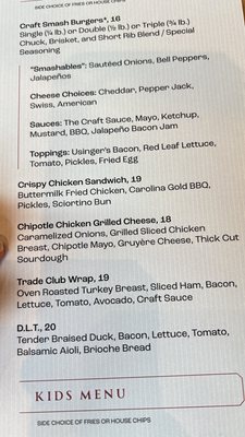 Menu photo 1 Craft Milwaukee, WI