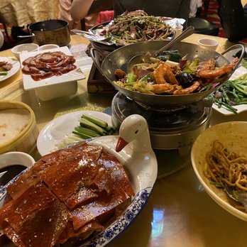 Boiling BeiJing - Beijing Style Traditional Roast Duck Comb (Halal Duck), 7. Dan-Dan Noodles, 3. Hot and Numbing Spicy Shrimp 16. Cumin Lamb - Chinese Near Me - San Bruno, California