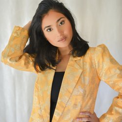 Chiffon & Spice - Banarasi Brocade Blazer Dress - worn open or closed with a trouser for a true Indo Fusion look