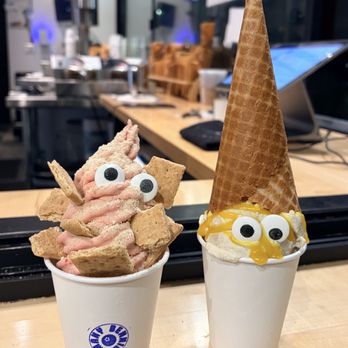 Many Bennies - Our soft serves were delicious and cute as heck! Strawberry vegan vanilla with graham crackers and London Fog with lemon curd and cone hat. - Ice Cream & Frozen Yogurt Near Me - Seattle, Washington Many Bennies - Our soft serves were delicious and cute as heck! Strawberry vegan vanilla with graham crackers and London Fog with lemon curd and cone hat. - Ice Cream & Frozen Yogurt Near Me - Seattle, Washington