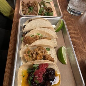 Bartaco - Tacos: pork belly, baja fish, adobada, chicken and duck (in the back) - Tacos Near Me - Nashville, Tennessee