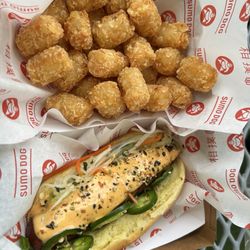 Sumo Dog - Bacon Banh Mi Hot dog and Tater Tots