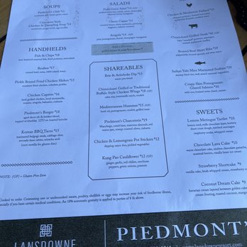 Piedmont's - the menu for the restaurant - American Near Me - Leesburg, Virginia Piedmont's - the menu for the restaurant - American Near Me - Leesburg, Virginia