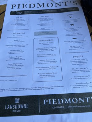 Menu photo 1 Piedmont's Leesburg, VA Menu photo 1 Piedmont's Leesburg, VA