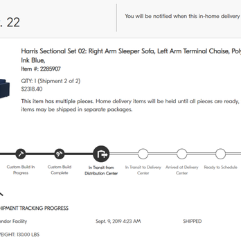 west elm - Third time the estimated delivery date was pushed back - it was pushed 3 weeks each time. So ridiculous. - Furniture Stores Near Me - Denver, Colorado west elm - Third time the estimated delivery date was pushed back - it was pushed 3 weeks each time. So ridiculous. - Furniture Stores Near Me - Denver, Colorado