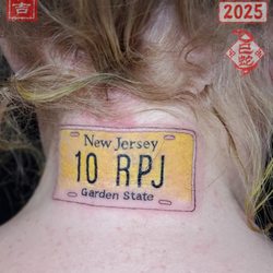 DAKINITATTOO - Vanity plate tattoo for her Dad (memorial tattoo)