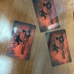 Pony Expresso - Three gift cards. Two are used with sharpie written on them (not the amounts I purchased) and the PIN numbers scratched off. Tacky!