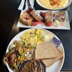 Everybody Eats - The Exit 6 Platter Cornbread French Toast Creole Shrimp & Grits