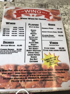 Menu photo 6 The Wing Bar Atlanta, GA