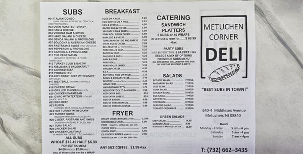 Menu photo 1 Metuchen Corner Deli Metuchen, NJ Menu photo 1 Metuchen Corner Deli Metuchen, NJ