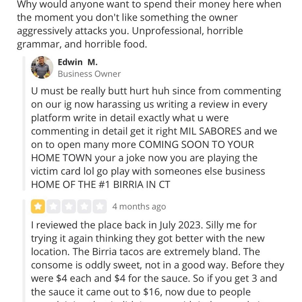Mil Sabores - His response is a very accurate reflection of the restaurants service. - Mexican Near Me - Bridgeport, Connecticut Mil Sabores - His response is a very accurate reflection of the restaurants service. - Mexican Near Me - Bridgeport, Connecticut