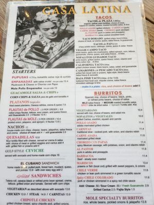 Menu photo 5 Casa Latina Berkeley, CA
