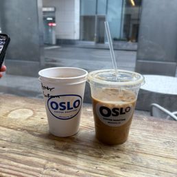 Americano, maple oatmilk latte Americano, maple oatmilk latte
