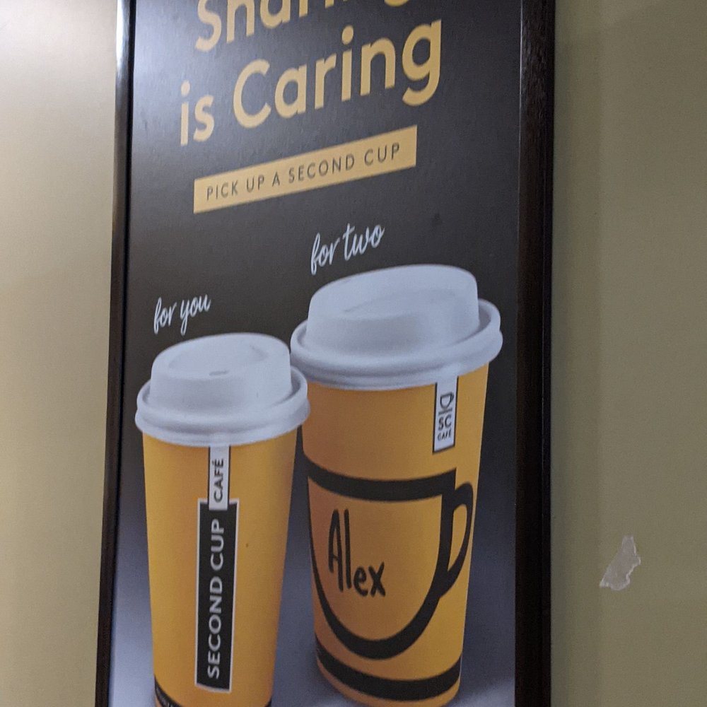 Second Cup - two cups of coffee on a poster - Coffee & Tea Near Me - Toronto, Ontario Second Cup - two cups of coffee on a poster - Coffee & Tea Near Me - Toronto, Ontario