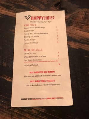 Menu photo 1 Boundary Stone Washington, DC, DC