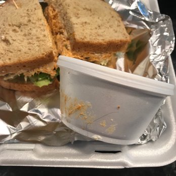 Sidewalk Cafe - Chicken salad sandwich and a side of potato salad. - Cafes Near Me - Denton, Texas