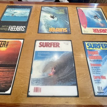 Beach Break Cafe - Table decor... "old school" surf mag covers - Breakfast & Brunch Near Me - Oceanside, California Beach Break Cafe - Table decor... "old school" surf mag covers - Breakfast & Brunch Near Me - Oceanside, California