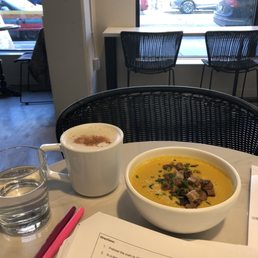 Chai latte & harvest miso soup.