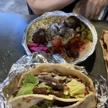 Mamoun's Falafel - Combo Plate (top) The Macdougal Sandwich (bottom) - Middle Eastern Near Me - New York, New York Mamoun's Falafel - Combo Plate (top) The Macdougal Sandwich (bottom) - Middle Eastern Near Me - New York, New York