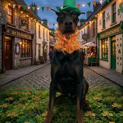Zak in his St Pattys day costume,courtesy of You and your Dog LLC
