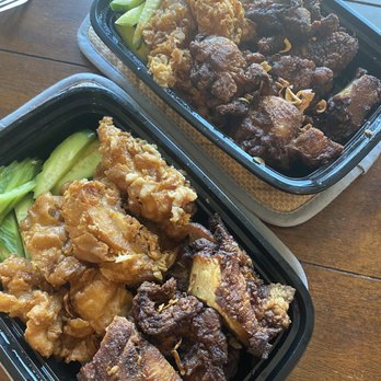 The Chicken Rice - Fried hainanese chicken and Yat Hai fried chicken... overly fried and dry - Thai Near Me - Santa Ana, California