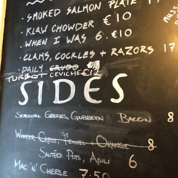 Klaw - Menu on the wall at The Klaw! - Seafood Near Me - Dublin, D