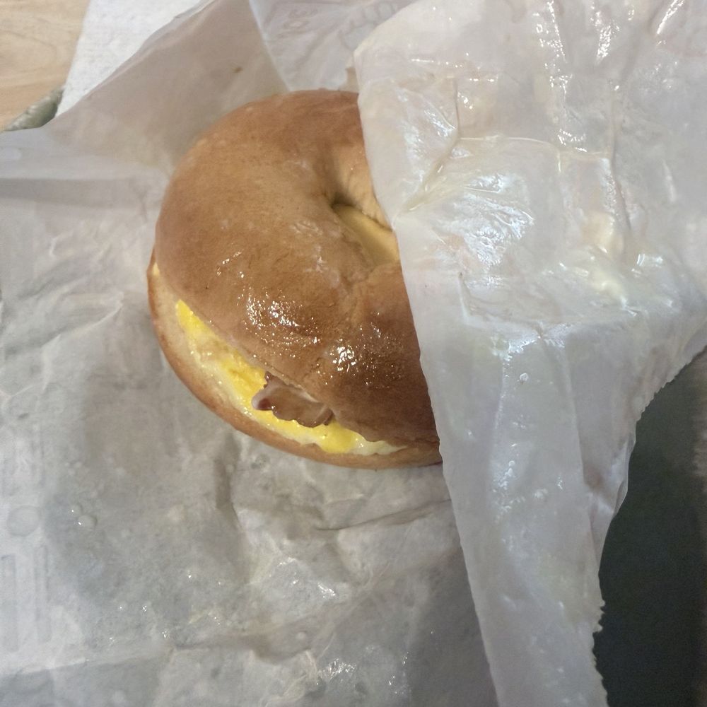 Dunkin' - Bacon, egg, and cheese with the packaging drenched in butter - Donuts Near Me - Haverhill, Massachusetts Dunkin' - Bacon, egg, and cheese with the packaging drenched in butter - Donuts Near Me - Haverhill, Massachusetts