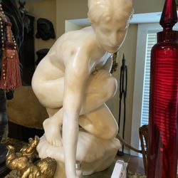 Antiques & More - LARGE 19C. MARBLE NUDE