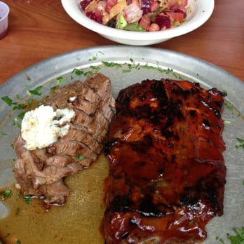 Stonefire Grill - Tri tip and bbq ribs combo with cartwheel salad - American Near Me - Pasadena, California Stonefire Grill - Tri tip and bbq ribs combo with cartwheel salad - American Near Me - Pasadena, California