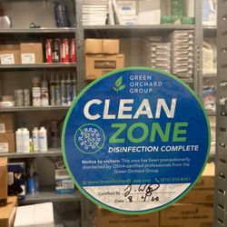 Green Orchard Group - Post-disinfection sticker letting staff and customers know that your space has been professionally disinfection for coronavirus (COVID-19)