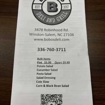 Bobo's Deli And Grill - Menu - American Near Me - Winston Salem, North Carolina
