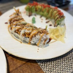 Toudai Sushi & Fusion - Shrimp tempura roll and caterpillar roll.