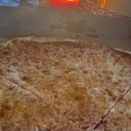 a cheese pizza in a box