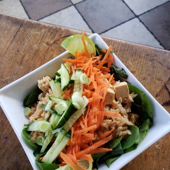 Commercial Street Cafe - The lunch bowl, with a peanut sauce, two thumbs up. Very yummy and gluten free. - Cafes Near Me - Vancouver, British Columbia