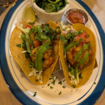 Lure Fish House - Chipotle Shrimp tacos with a side of spinach - Seafood Near Me - Santa Barbara, California