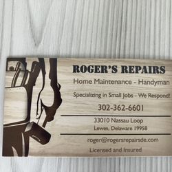 Roger’s Repairs - Business card for Roger's Repairs